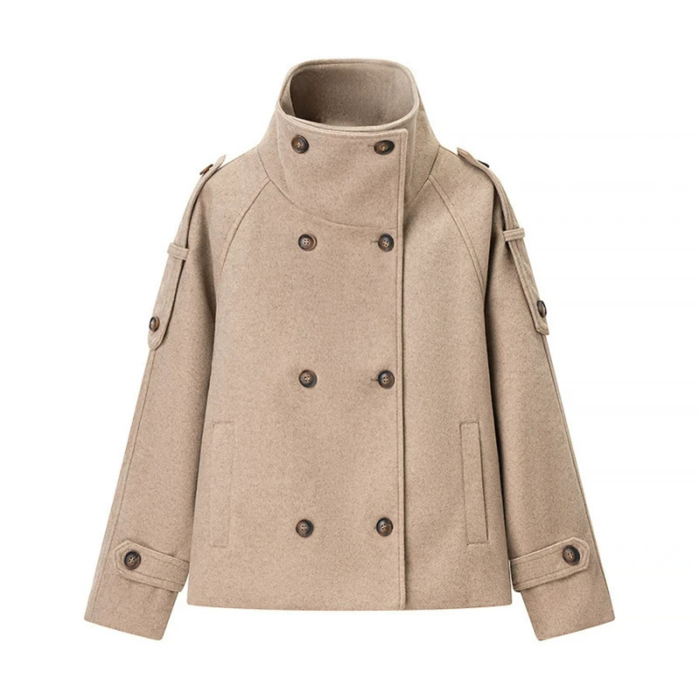 ZARA Vintage Versatile Stand Collar Double Breasted Wool Coat